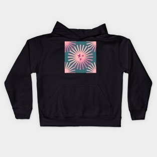 Pink  geometric digital flower pattern by family curios, Kids Hoodie